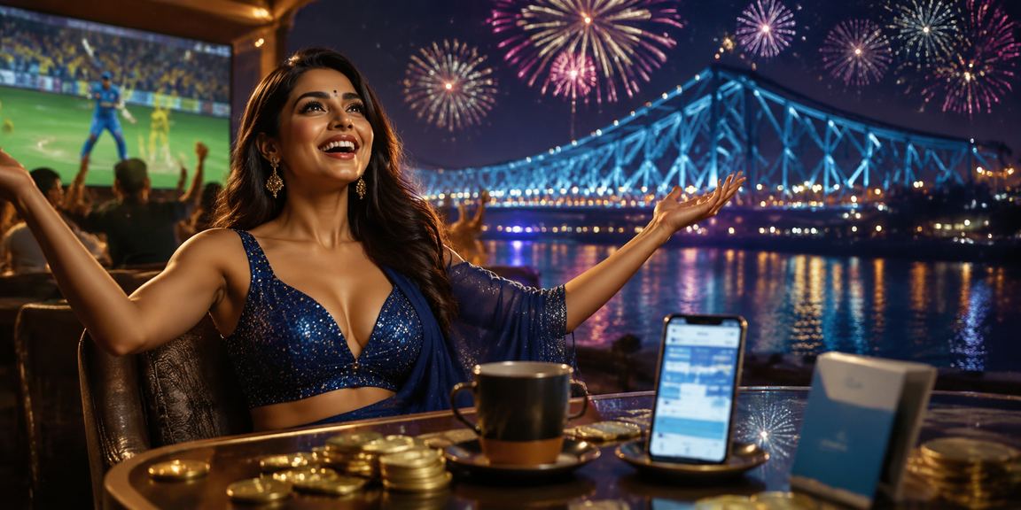 Kolkata night cricket betting excitement with iconic Howrah Bridge